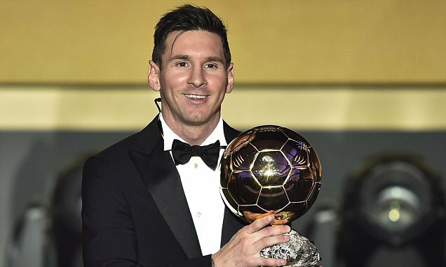 TOPSHOT - FC Barcelona and Argentina's forward Lionel Messi poses with trophy after receiving the 2015 FIFA Ballon dOr award for player of the year during the 2015 FIFA Ballon d'Or award ceremony at the Kongresshaus in Zurich on January 11, 2016. AFP PHOTO / FABRICE COFFRINI / AFP / FABRICE COFFRINIFABRICE COFFRINI/AFP/Getty Images